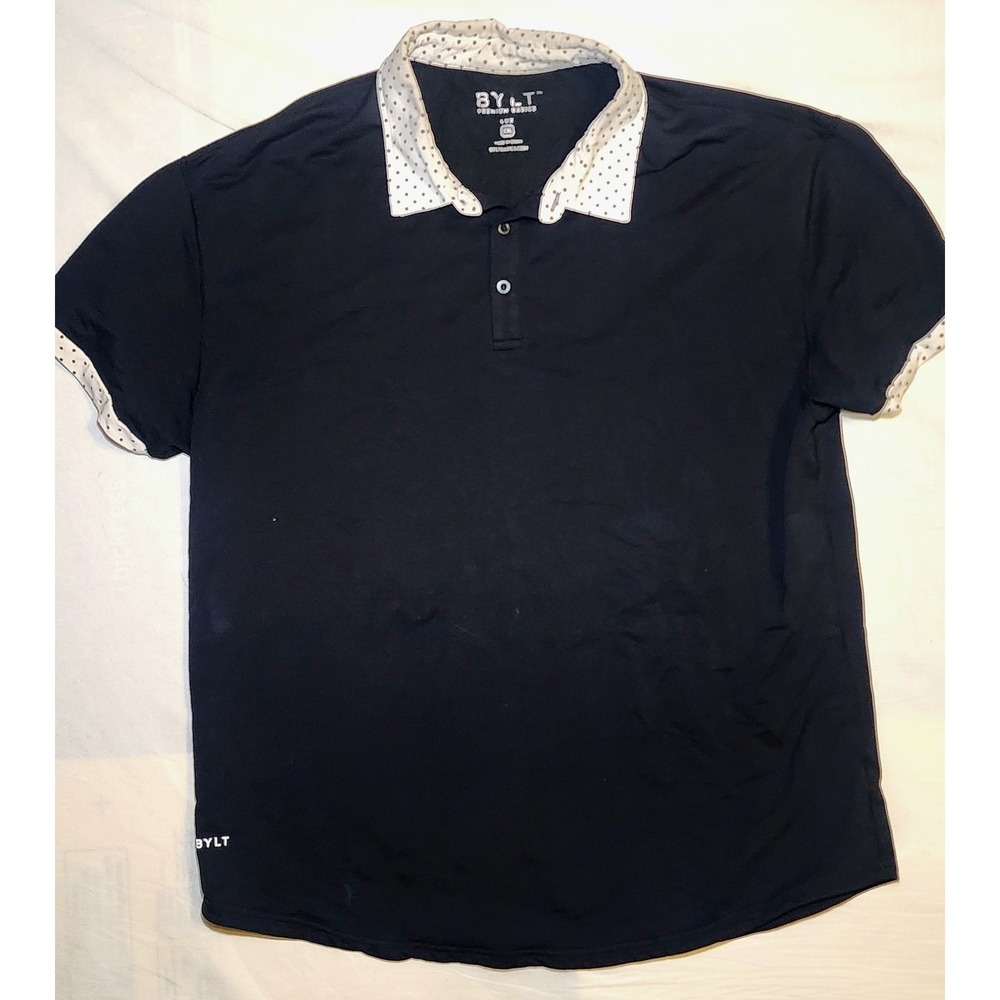 BYLT Mens Premium Basics Lux Polo Shirt Black XXL Short Sleeve Dot Collar Golf